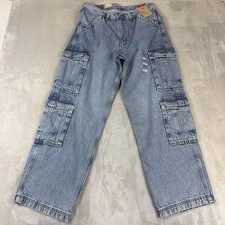 Levi's 578 Baggy Fit Cargo Jeans Men's Size 33x32 Blue Light Wash Cotton Y2K