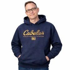 Cabelas Men's Hoodie M Navy Blue Embroidered
