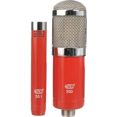 MXL 550/551Recording Ensemble with 2 Condenser Microphones and Carrying Case Red