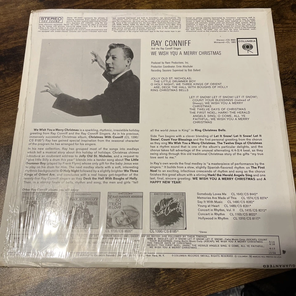RAY CONNIFF МЫ ЖЕЛАЕМ ВАМ СЧАСТЛИВОГО РОЖДЕСТВА ОРИГИНАЛЬНОЙ 1962 СТЕРЕО LP - Изображение 4 из 4