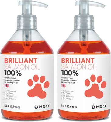Brilliant Norwegian Salmon Oil for Dogs, Cats, Horse, Ferret - Pure Omega 3, 6 &