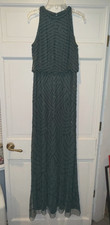 Adrianna Papell Beaded Long Gown Dress Sz 4 NEW Embroidered