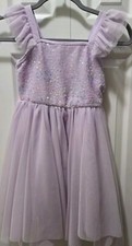 Girls Size 6 / 6X Cat Jack Purple "Princess" Sequin Tulle Dress Ruffle Sleeve