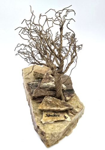 Vintage 1991 Twisted Wire Tree Sculpture on Stones / Rocks Artist Signed Sanders - Picture 3 of 10