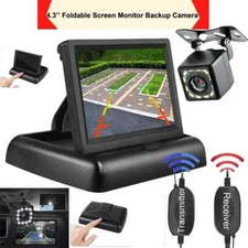 4.3" Foldable Monitor Wireless Car Backup Camera Rear View System Night Vision