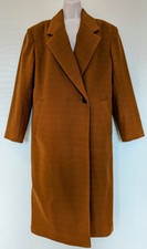 Ladies Wool Style Brown Full Length Coat Size 6 Oversized 