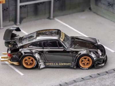 PORSCHE RWB 930 GT Wing - Stella Artois  - black chrome - STAR 1:64