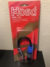 Hosa GSK-116 6 inch Speaker Adaptor, Hosa 1/4 in TS to Neutrik speakON New NIP