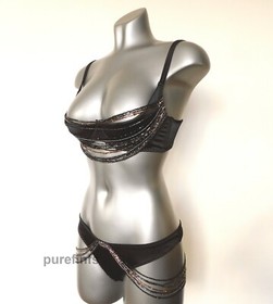 AGENT PROVOCATEUR SOIREE LIDIJA SILK DEMI BRA 34D & THONG SIZE 3 RRP &pound;740 NWT