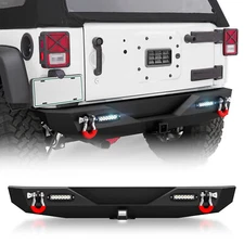 Rear Bumper for 2007-2018 Jeep Wrangler JK JKU Unlimited Paintable Armor D-Rings