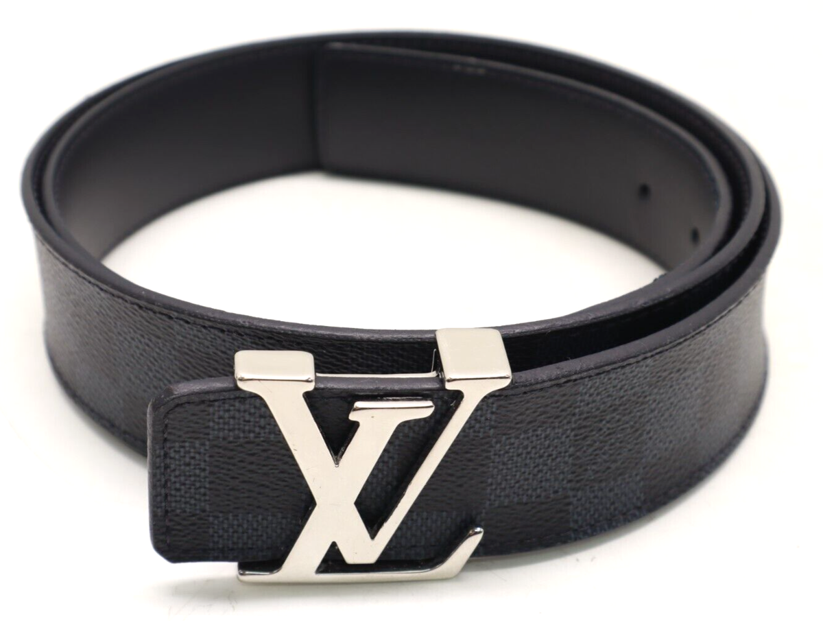 LOUIS VUITTON - Black Silver Unconfirmed Belt Leather Hardware Louis Vuitton Calfskin Monogram Eclipse 35mm LV Initiales  main image 3
