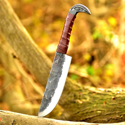 Viking Handmade Raven Head Knife With Leather Sheath High Carbon Blade Best Xmas