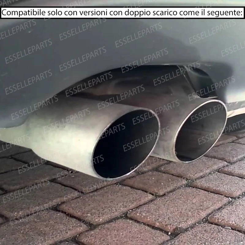 COPPIA TERMINALE SCARICO DOPPIO NERO BRUNITO LUCIDO ACCIAIO INOX VW GOLF 6 VI - Immagine 3 di 4