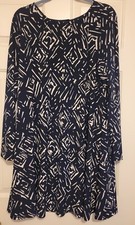 Lauren by Ralph Lauren Navy and White Swing Dress, A-line, Size 18 Preowned