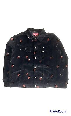 Supreme Velvet Trucker Jacket Black Sacred Hearts (FW17) Men's Size XL NEW  | eBay