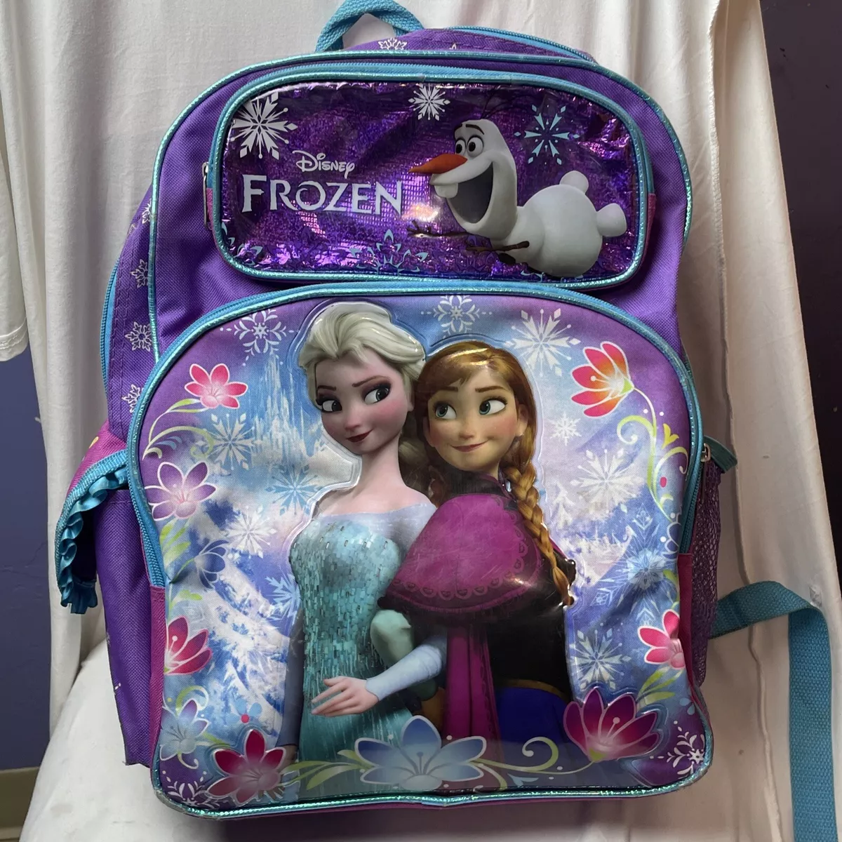 Disney Princess Frozen Elsa & Anna Matching Large 16 Inches Backpack With  Lunch Bag Set