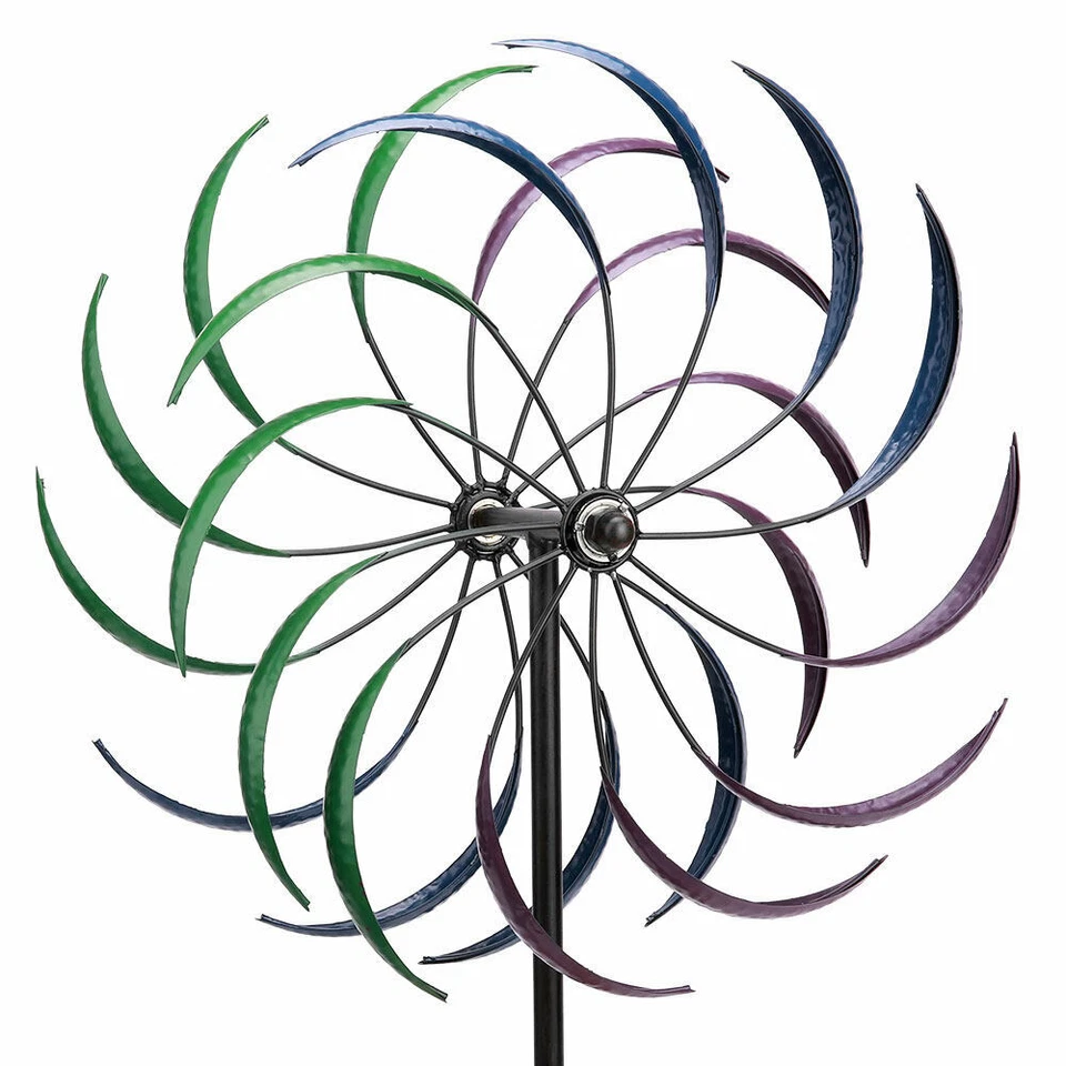 2M Metal Windmill Garden Art Decor Wind Spinner Kinetic Yard Colorful Sculpture - image 2 of 4