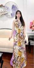 Ao Dai Vietnamese, ABC Silk Double Layers Long Dress With Pants. Size L