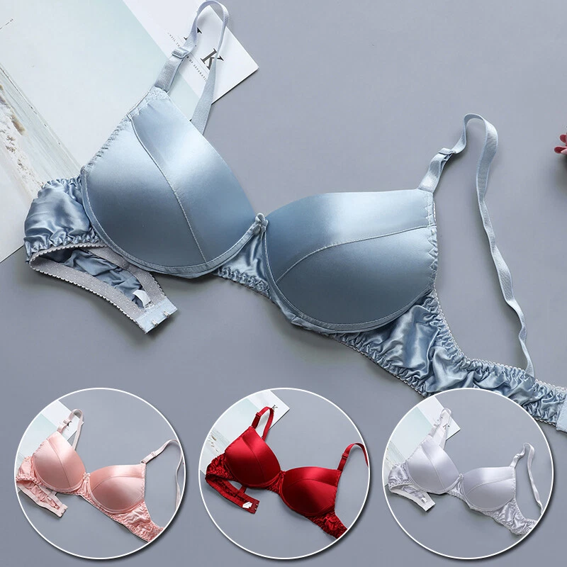 Lady Women Silk Satin Bra Lingerie Push Up Bralette Wireless Underwear Soft Bras