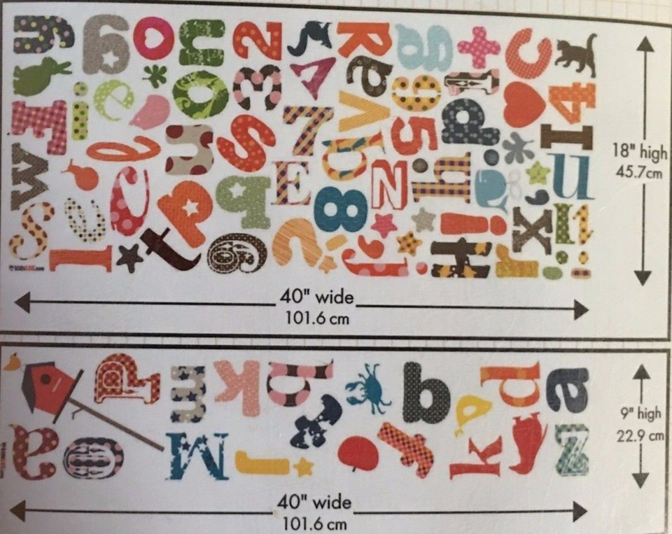 KidsLAB 91 Piece Colorful Alphabet & Objects Peel & Stick Wall Decal ...