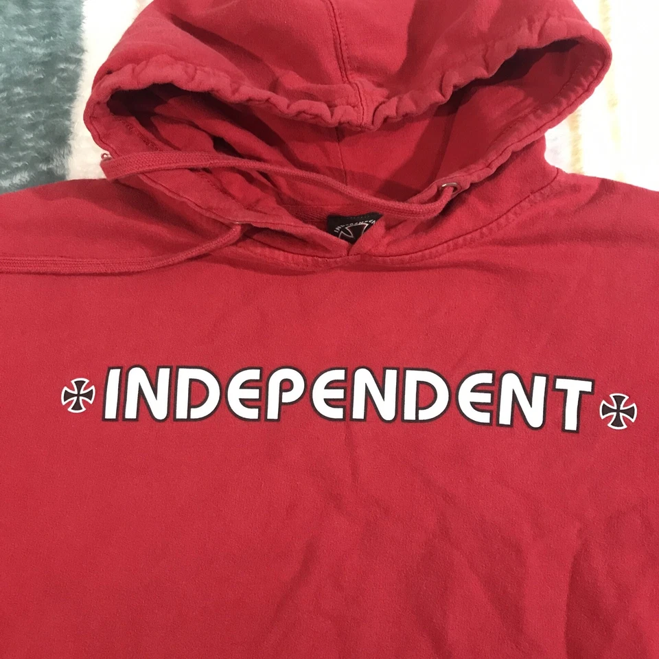 Independent Trucks Sudadera con Capucha Para Hombre Pequeña Monopatín Años 90 Y2K Rojo Skate Grunge Core Foto 2 de 4