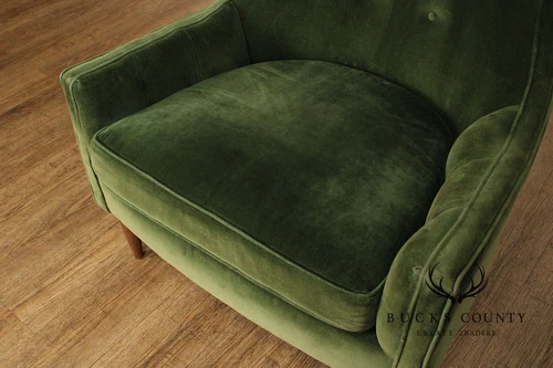 Mid Century Modern Pair of Tufted Velvet Lounge Chairs - Picture 8 of 15