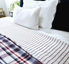 RARE VTG TOMMY HILFIGER Duvet Twin Red White Blue Plaid Reversible Stripe Cotton