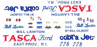Bill Lawton TASCA Ford 1968 Mustang Cobra Jet 1/64th HO Scale Slot Car  Decals