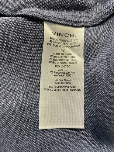 Vince Plus Size 20 Womens Dress Navy Blue Shaped Collar Long Sleeve Wrap $395 - Picture 8 of 9