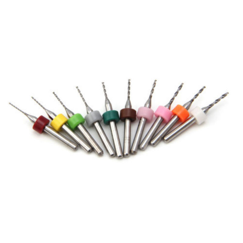 10-Piece PCB Carbide Mini Micro Drill Bit Set - Sizes 0.6mm To 1.5mm For Circuit Boards