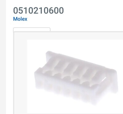 Molex Connector Housing, PicoBlade 51021 Series, Receptacle, 6 Positions,1.25 mm