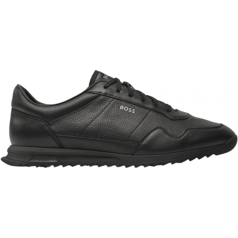 スニーカー HUGO Men Sneakers Black 50541694 001 Hugo Boss Footwear Zayn Black/Gold Leather Sneaker/Trainer