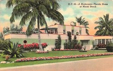 Modern Mansion Miami Beach FL Florida Art Deco Architecture Vtg Postcard F24