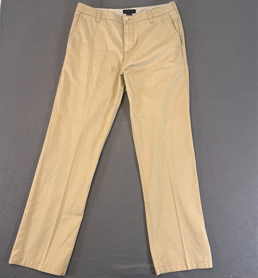 ONeill Khaki Pants Men Sz 34 X 32 Flat Front Tan Pants Cotton Poly Slash Pocket - Image 3 of 4