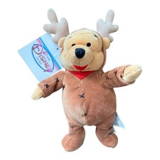 Vintage Disney Store 8" Mini Bean Bag Plush 1999 Winnie The Pooh Reindeer
