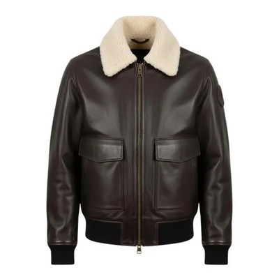 Men's Black Shearling Style Leather RAF Pilot Jacket Real Sheepskin Bomber Coat