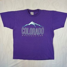 VTG 90s Colorado Breckenridge Mountain Graphic T-Shirt Single Stitch USA Made XL