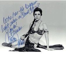 Foto de 8"x10" de actriz de la guerra de las estrellas de la princesa Leia firmada por CARRIE FISHER