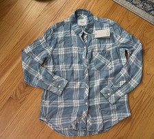 Rails Womens Hunter Plaid Marine White Button Down Long Sleeve Shirt XS NWT