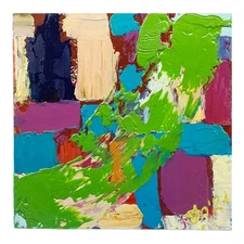 Abstraction Green Original Painting Wall Art Gift 3D Semi-Abstract Art 6x6