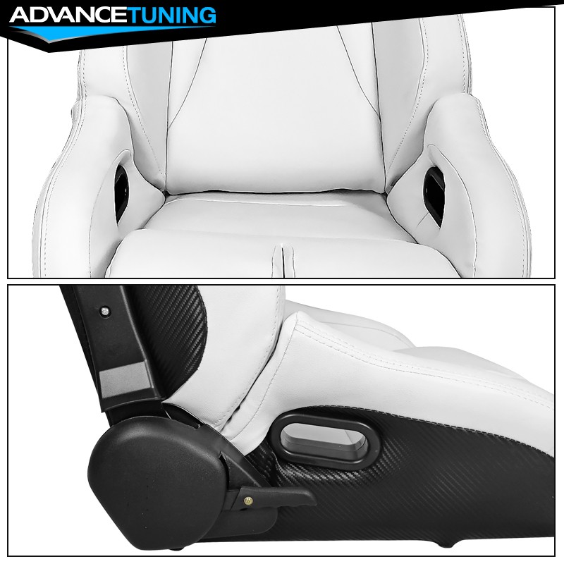 Bucket Racing Seat Reclinable Dual Slider Passenger Right White Leather