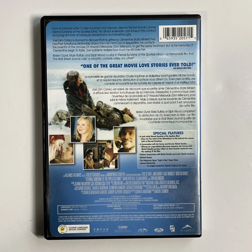 Eternal Sunshine of The Spotless Mind (DVD, 2004) Bilingual, Tested & Working! - Image 2 of 3
