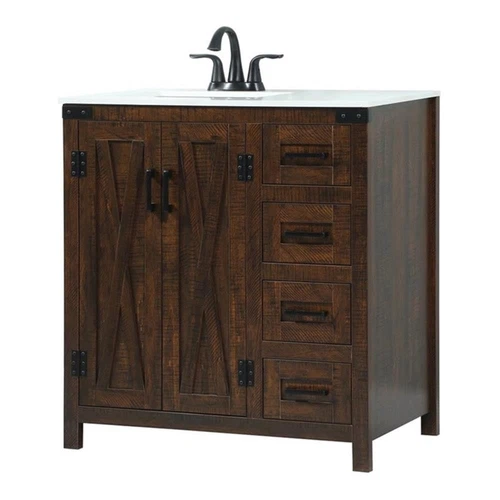 Elegant Decor Grant 32" Aluminum MDF Single Bathroom Vanity in Expresso - Picture 1 of 8