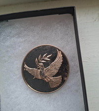 Franklin Mint 1970s Bronze Medallion Peace Pax Dove