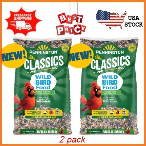 NEW 2 pack Pennington Classic Wild Bird Feed and Seed, 40 lb FREESHIPPING