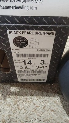 Hammer Black Pearl Urethane 78D Bowling Ball 1st Quality | 14