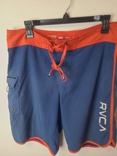 RVCA Board Shorts Men s Blue Orange Surf Swim Trunks Performance Stretch Size 34