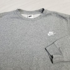 Nike Sweatshirt Mens Medium Gray Sportswear Club Fleece Crewneck Embroidered