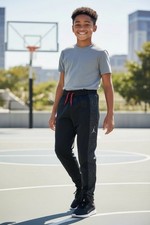 NIKE Boys Jordan Jumpman Fleece Sweatpants Black Grey Medium 6 / Age 5-6 Years