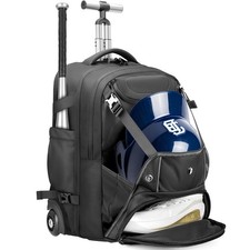 Large Travel Laptop Backpack,55L Rolling Baseball Backpack with Wheels,Catche...